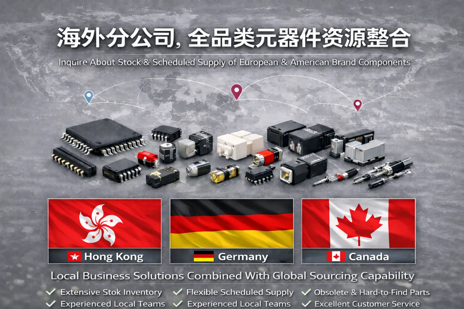 海外分公司,全品类元器件资源整合 海外分公司全品类电子元器件资源整合